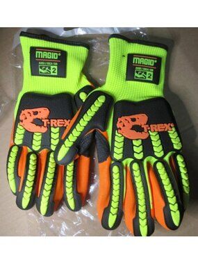 3 Pairs! NWT MAGID T-REX Flex Impact Work Gloves Hi-Vis Sandy Nitrile new